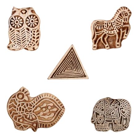 Set of 5 Piece New Mix Wooden Printing Block